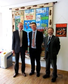 (l-r) John Griffiths, Welsh minister for environment and sustainable development; Harry Waters, commercial director at Agrivert; and, Huw Morgan, director of Ceredigions highways, property and works department